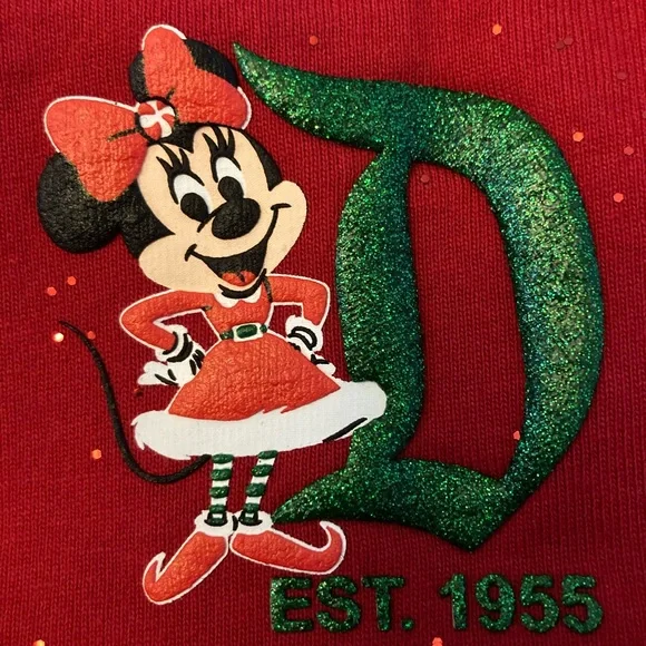 🎄Disneyland Spirit Jersey Red Sparkle Christmas Youth XL - Picture 2 of 8